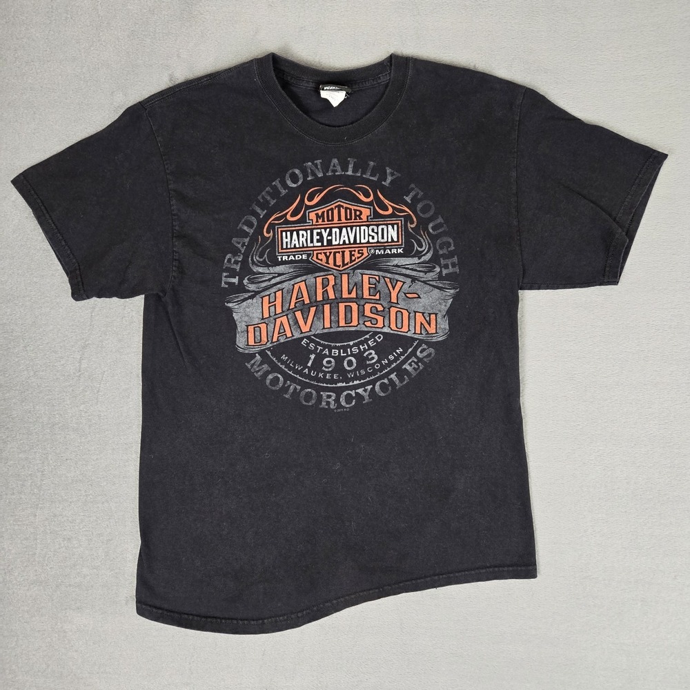 Harley Davidson T Shirt Mens Large Black Monterey Bay California Biker‎ *READ